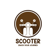 Vintage retro scooter logo design. Classic Scooter Emblems, Badges Logo Inspiration. logo suitable for community
