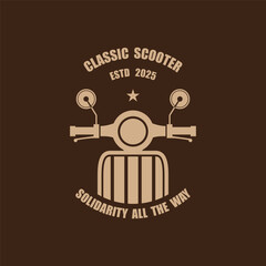 Vintage retro scooter logo design. Classic Scooter Emblems, Badges Logo Inspiration. logo suitable for community