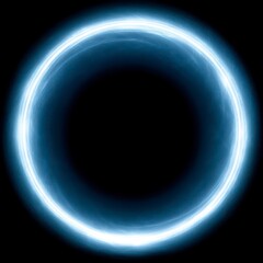 Obraz premium Bright, light blue circle frame on black