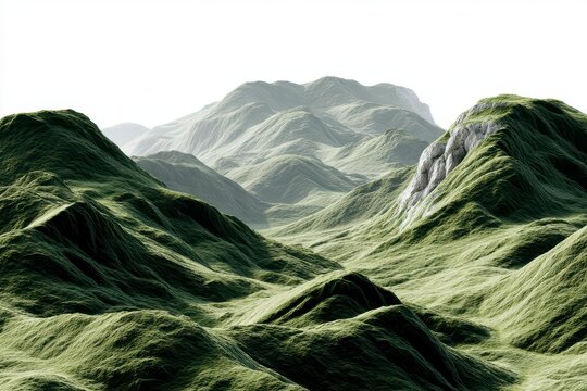 Lush green mountains, soft curves - Powered by Adobe