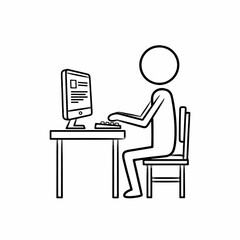 Fototapeta premium Stickman working on laptop