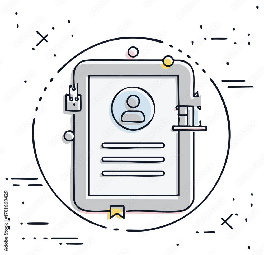 Poster modern digital profile icon with data representation and abstract design elements