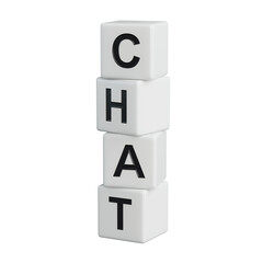 Chat.wooden elements spelling.Flat lay view from above on wooden elements buttons.IT technology concept.Supports PNG files with transparent backgrounds.