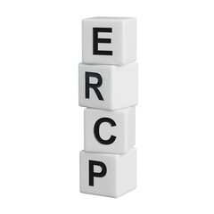 wooden elements with the word ercp. Care concept.close up of wooden elements,Business Concept.Supports PNG files with transparent backgrounds.