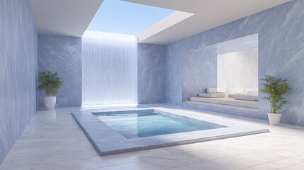 Stunning Modern Interior Design with a Waterfall Pool