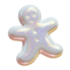 Iridescent Glittery Gingerbread Man Cookie 3D Render