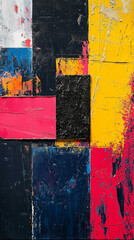 Bold modern canvas with mixed material paint structure