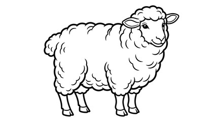 Illustration of a white sheep standing isolated on a white background.