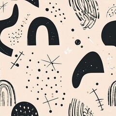 Abstract, organic shapes pattern on a light beige background