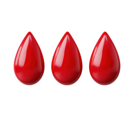 Fototapeta premium Three Glossy Red Blood Drops on a Black Background Illustration