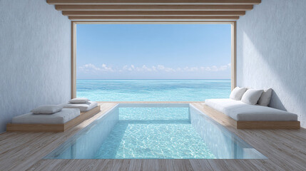 Fototapeta premium Stunning Oceanfront Pool House Design