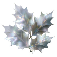 Sparkling Silver Holly Leaves Festive Botanical Illustration