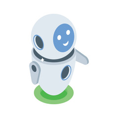 Modern isometric style icon of interactive robot assistant
