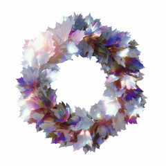 Iridescent Leaf Wreath Festive Circular Design Element