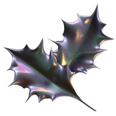 Abstract Metallic Holly Leaves Iridescent Festive Design Element