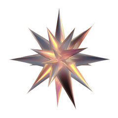 Abstract iridescent starburst, 3D rendered geometric design element