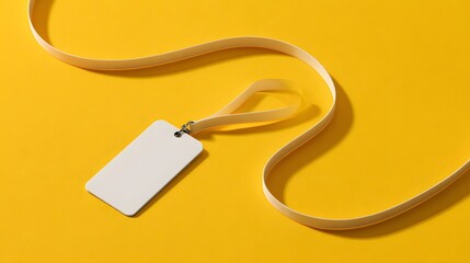 Blank Name Tag on Yellow Background with Ribbon for Customization