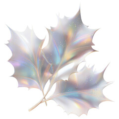 Iridescent Holly Leaves  Digital Art Print with Pearlescent Sheen