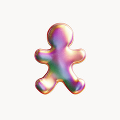 Iridescent Holographic Gingerbread Man - Festive 3D Render