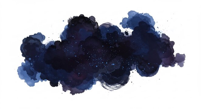   (Shinkon suisai ga nou tan utsukushiku hirogaru uchuu kumo) This translates roughly to: "Deep navy watercolor, beautifully spreading cosmic cloud of shades.". AI Generated