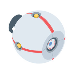Handy isometric style icon of rotating robotic cam