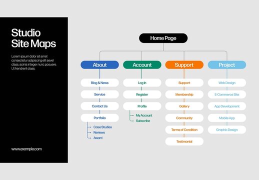 Site Map Infographic Template with Bold Colors
