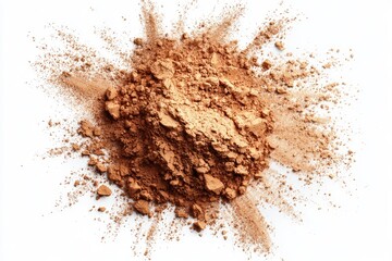 Light brown powder explodes outward on white background (1)