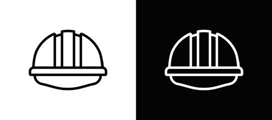 Construction Helmet Icon In Black And White Filled Style