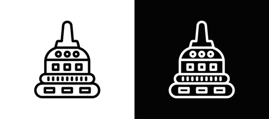 Cultural Landmarks Icon In Black And White Filled Style