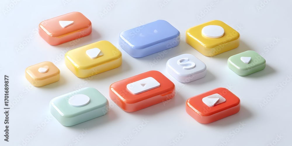 Poster colorful buttons for creative media play and interaction design