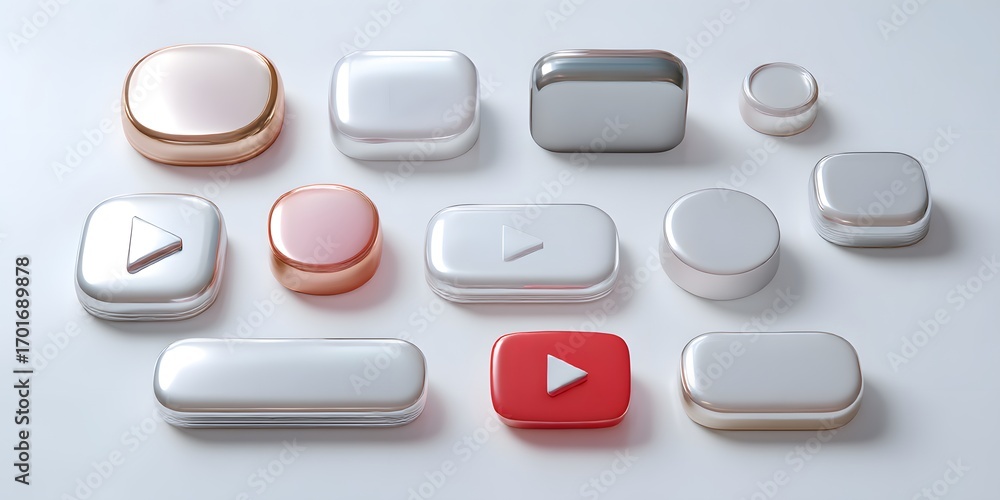 Poster modern 3d buttons with glossy finishes for user interface design