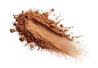 Brown powder, scattered and streaked