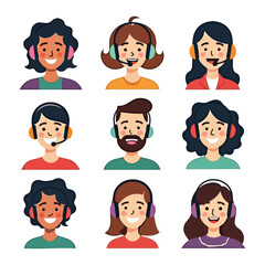 Abstract and minimalistic solid color vector designs for International Podcast Day including podcast technology timeline, audio waveforms, connected devices, and podcast community icons.