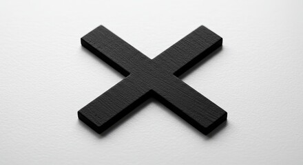Fototapeta premium Black X Shape on White Background Minimalist Abstract Design.