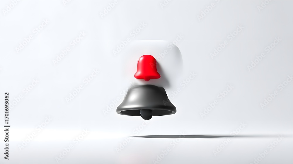 Poster modern 3d rendering of a bell icon with vibrant color contrast