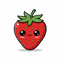 Obraz premium A cute cartoon strawberry with big eyes and a smiling face, perfect for children's designs.