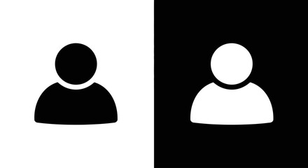 Contrasting User Icons: Two minimalistic user icons, a black silhouette against a white background and a white silhouette against a black backdrop, symbolizing identity and profile representation.