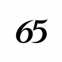 Numerical Elegance: The number 65 in a stylish, modern font, boldly displayed against a clean backdrop.