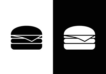 Fototapeta premium Contrast Burger: A minimalist, modern illustration featuring two burger icons juxtaposed against a bold, contrasting background of black and white. This image embodies simplicity and graphic impact.