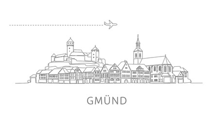 Fototapeta premium Schwbisch Gmnd Line Art with Travel, and Tourism.