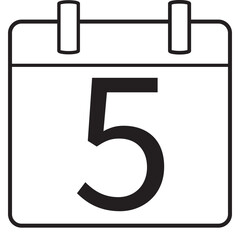 Calendar with number five icon, date schedule reminder planner symbol event vector illustration design