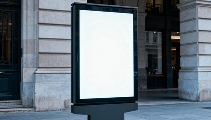 Blank Advertisement Mockup on City Street: Ideal for Outdoor Advertising Campaigns and Marketing Promotions