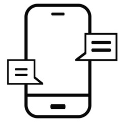 Mobile phone with chat message bubbles icon, communication symbol, text notification vector illustration