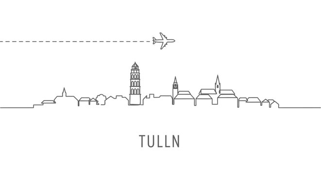 Tulln Austria Skyline Plane Travel Minimal.