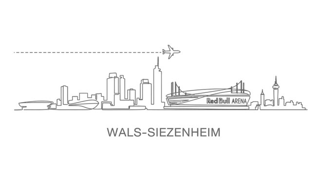 WalsSiezenheim Austria Skyline with minimal line art.