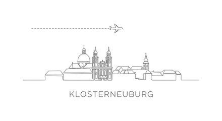 Fototapeta premium Klosterneuburg Austria Skyline with plane.