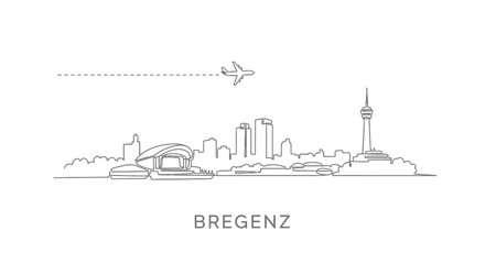 Obraz premium Bregenz Austria Skyline Plane Minimalist.
