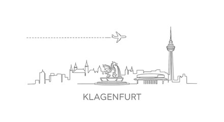 Obraz premium Klagenfurt Skyline Minimalist Austria Travel.
