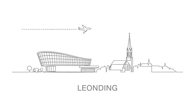 Leonding Skyline with Austria Minimalist.