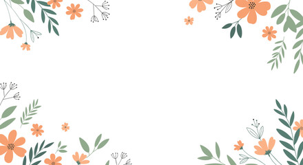 Delicate floral arrangement with greenery adorning white space ideal for spring invitations and cards